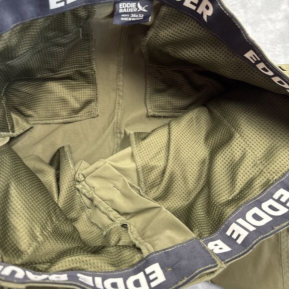 Eddie Bauer Men's Guide Pro Pants Size 36x32 Olive Green Nylon Spandex Stretch - Picture 7 of 9